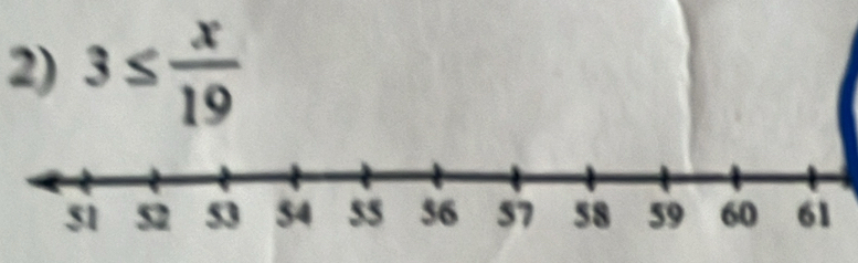 3≤  x/19 