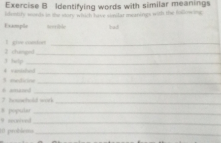 Solved: Identifying words with similar meanings Identify words in the ...