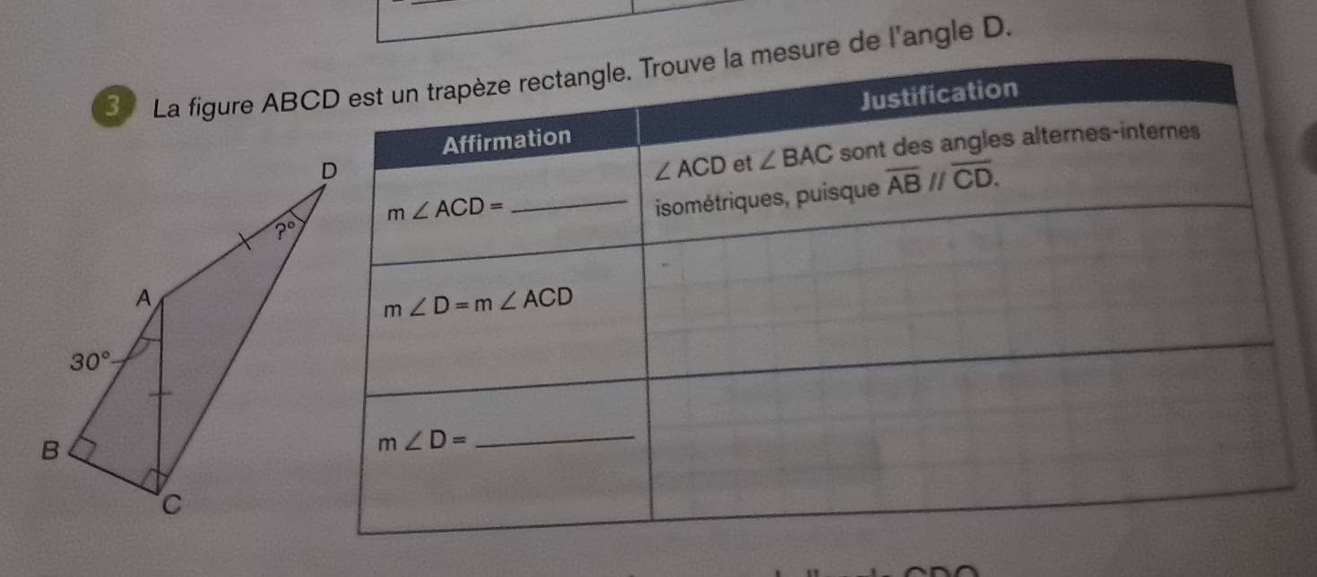 La figure ABde l'angle D.