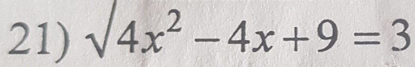 surd 4x^2-4x+9=3