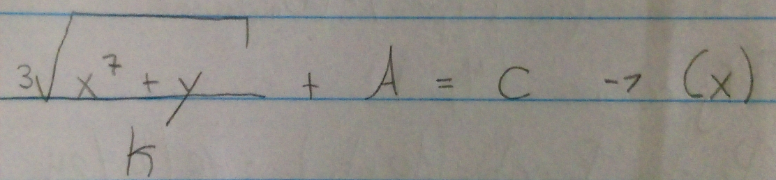  (3sqrt(x^2+y))/k +A=Cto (x)