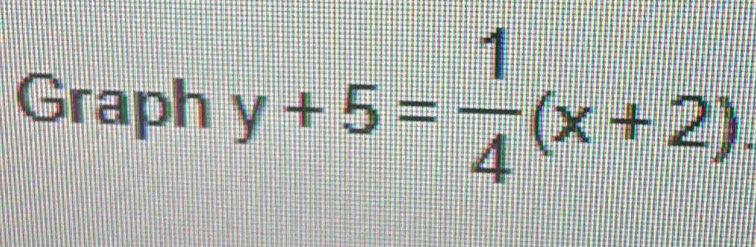 Graph y+5= 1/4 (x+2)