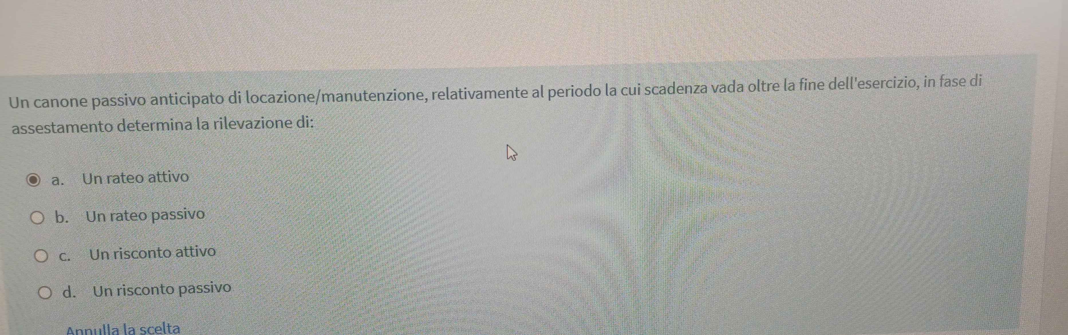 Risolto:Un canone passivo anticipato di locazione/manutenzione ...