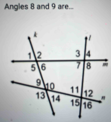 Angles 8 and 9 are...