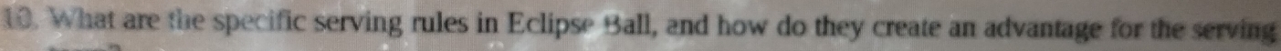 What are the specific serving rules in Eclipse Ball, and how do they create an advantage for the serving