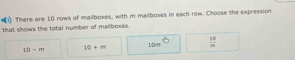 Solved: There are 10 rows of mailboxes, with m mailboxes in each row ...