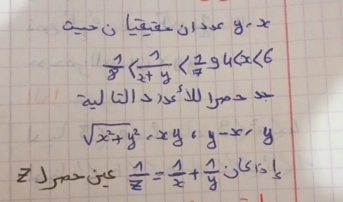 (x
 1/8 
a(=1)5W 50=3
sqrt(x^2+y^2)· xy· y-x· y
 1/z = 1/x + 1/y  uro's