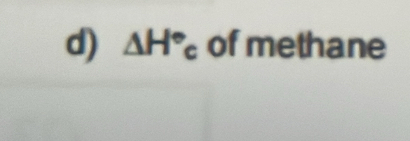 △ H°c of methane