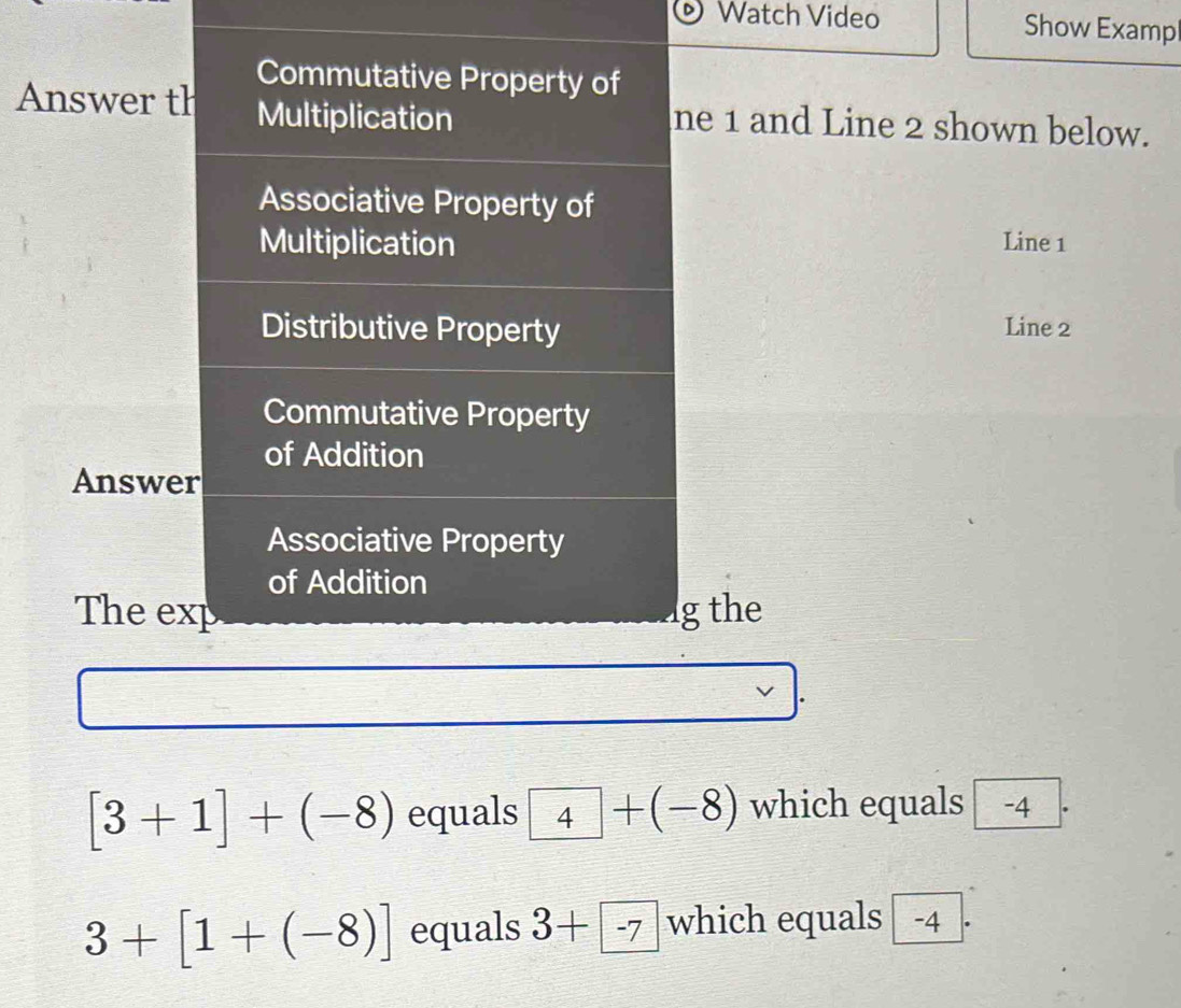Solved: Watch Video Show Exampl Commutative Property of Answer th ...