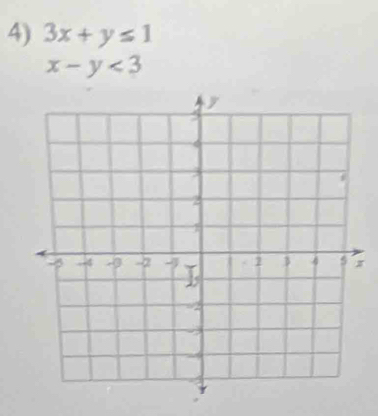 3x+y≤ 1
x-y<3</tex>