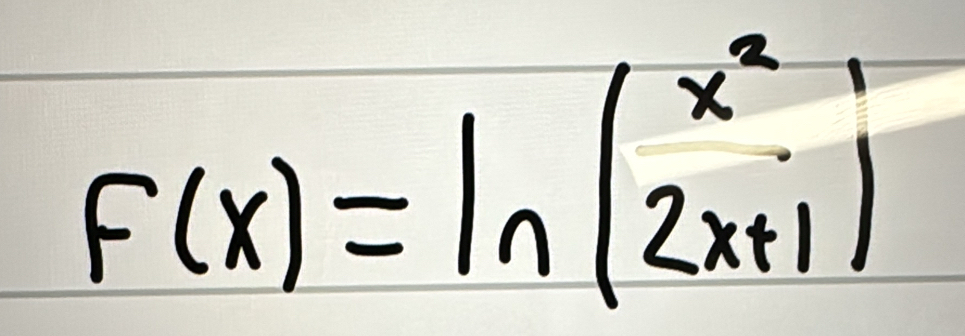 F(x)=ln ( x^2/2x+1 )