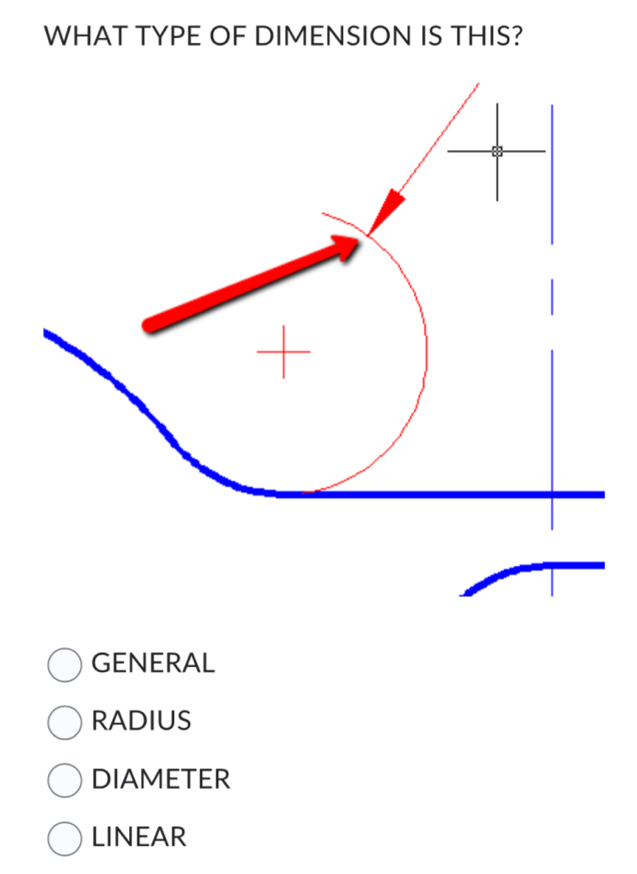 WHAT TYPE OF DIMENSION IS THIS?
GENERAL
RADIUS
DIAMETER
LINEAR