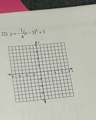 y=- 1/4 (x-3)^2+3