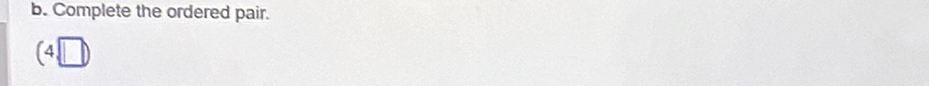 Complete the ordered pair.
(4,□ )