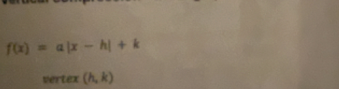 f(x)=a|x-h|+k
vertex (h,k)