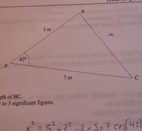 gth of BC.
r to 3 significant figures.