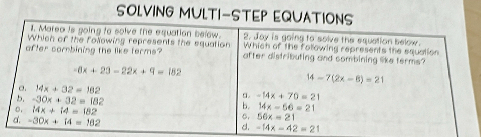 SOLVING MULTI-STEP EQ