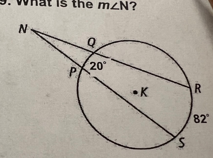 What is the m∠ N ?