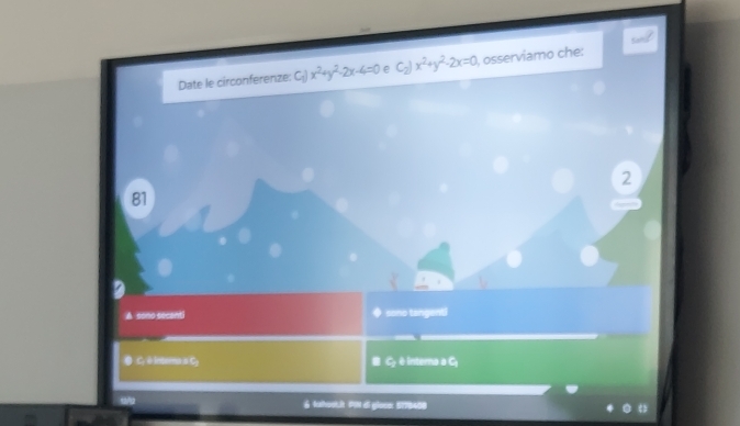 Date le circonferenze: Cị) x^2+y^2-2x-4=0 C_2)x^2+y^2-2x=0 , osserviamo che:
2
81
A sono secanti ◆ sono tangenti
O Cy é Intorna a Cy Ⅲ C èinterna a C
§ fxhooL.it PIM di gloss: 5178408