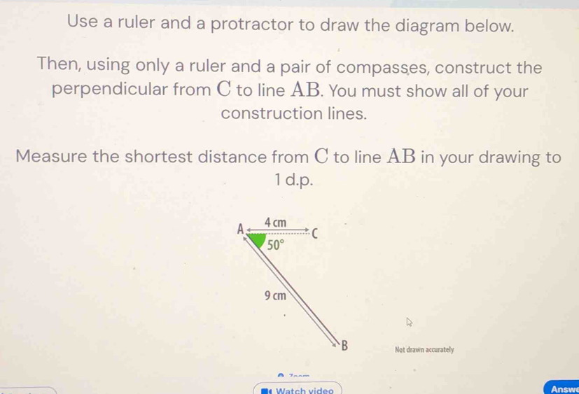 Solved: Use a ruler and a protractor to draw the diagram below. Then ...