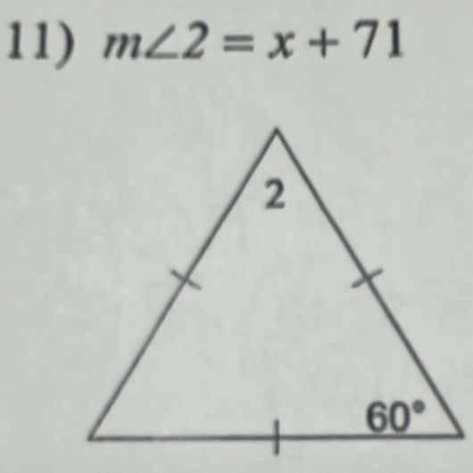 m∠ 2=x+71