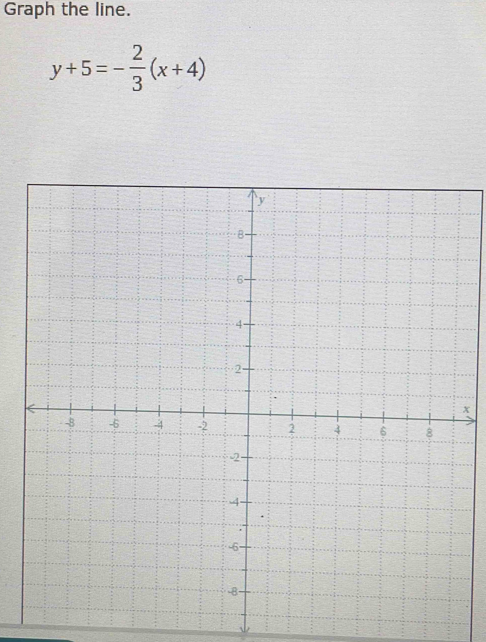 Graph the line.
y+5=- 2/3 (x+4)
X