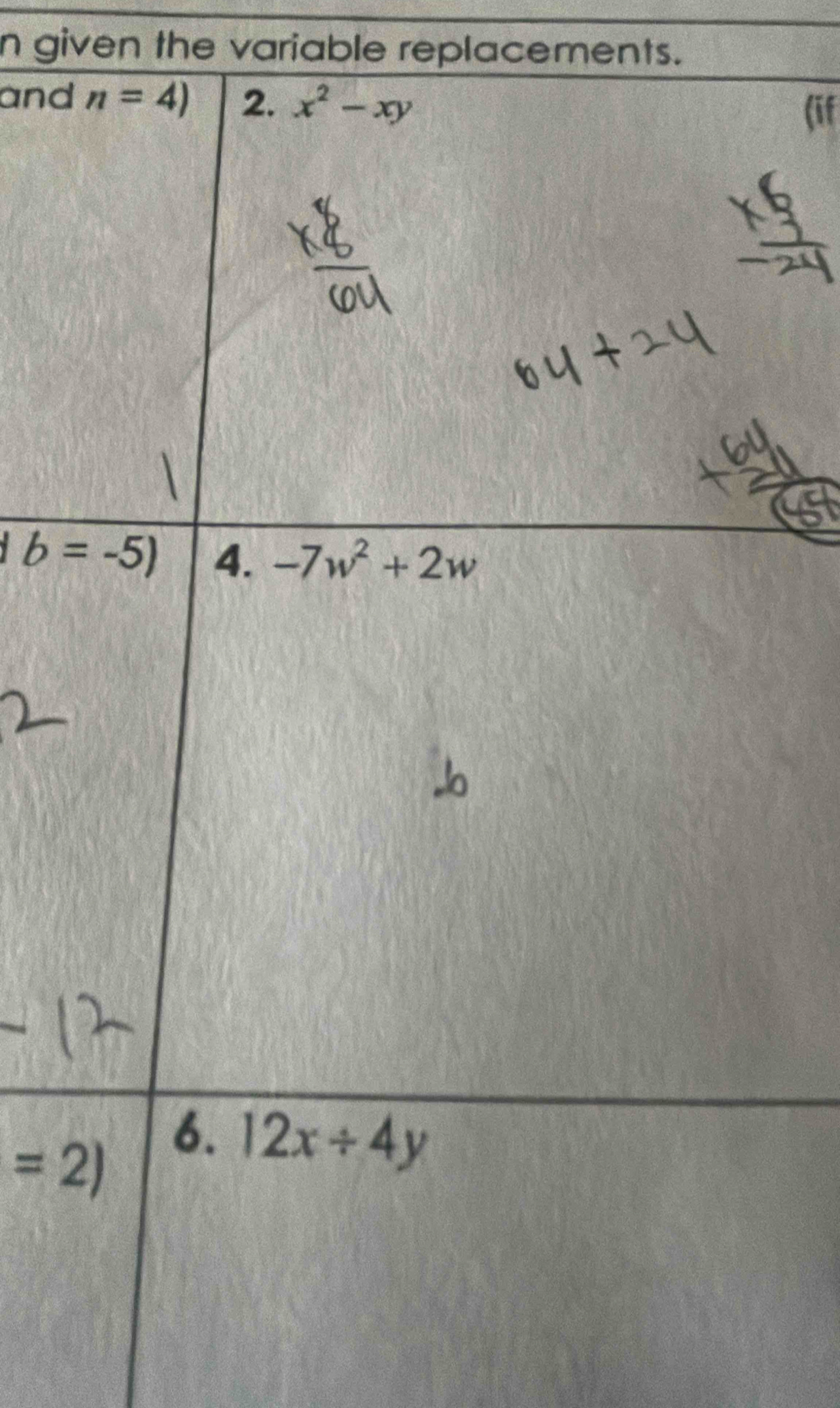 given the variable replacements.
and
(if
=2)