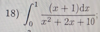 ∈t _0^(1frac (x+1)dx)x^2+2x+10