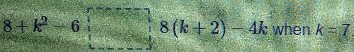 8+k^2=6□ when k=7.