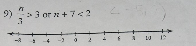  n/3 >3 or n+7<2</tex>