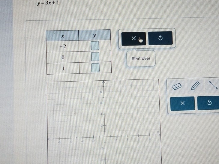 y=3x+1
× 
Start over 
×
-4 -