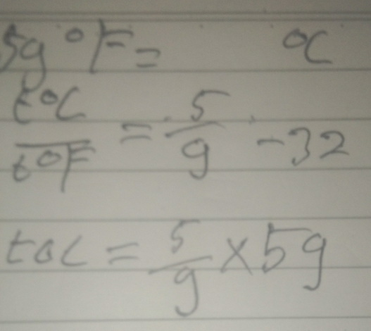 5g°F= ^circ C
 EOC/6OF = 5/9 -32
t_a= 5/9 * 5g