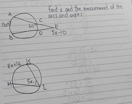 find x and the measurement of the
angles
13x+7