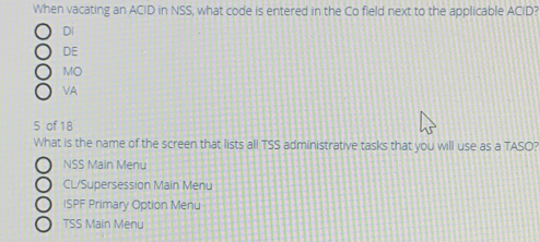 Solved: When vacating an ACID in NSS, what code is entered in the Co ...