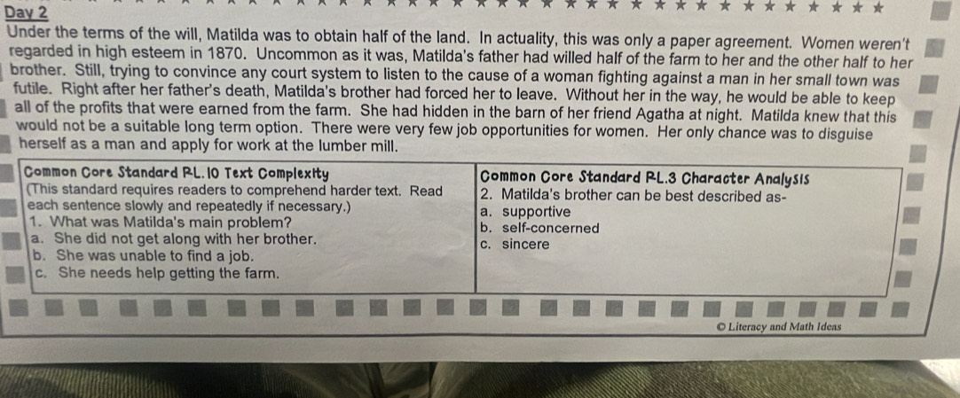 Solved: Day 2 Under the terms of the will, Matilda was to obtain half ...