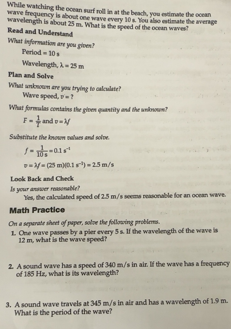 Solved: While watching the ocean surf roll in at the beach, you ...