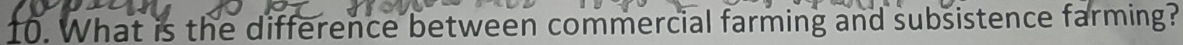 What is the difference between commercial farming and subsistence farming?