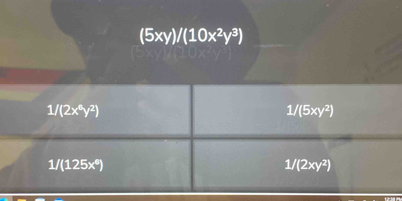 (5xy)/(10x^2y^3)