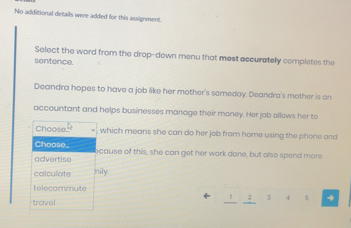 Solved: No additional details were added for this assignment. Select ...