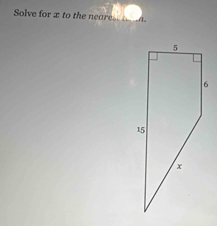 Solve for x to the nearest th.