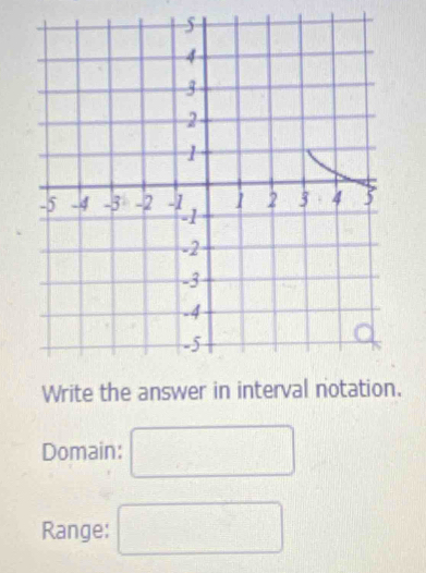 Write the answer. 
Domain: 
Range: