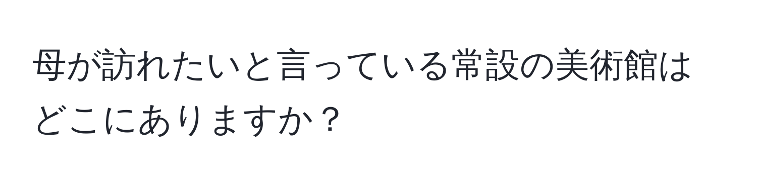 母が訪れたいと言っている常設の美術館はどこにありますか？