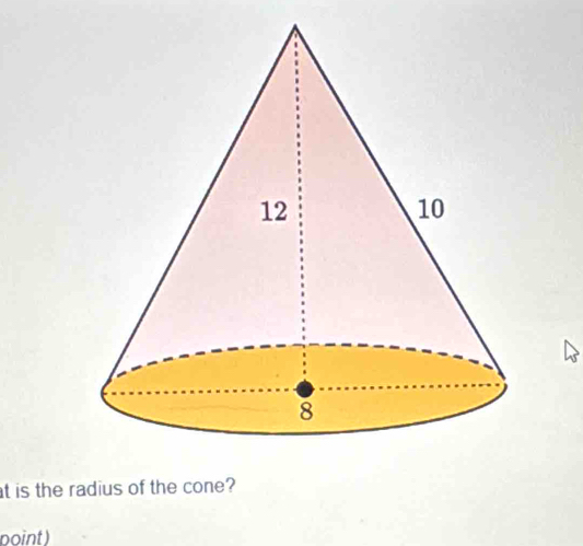 at is the radius of the cone? 
boint)