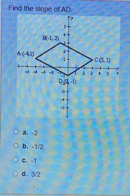 a. -2
b. -1/2
C. -1
d. 3/2