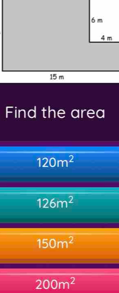 Find the area
120m^2
126m^2
150m^2
200m^2