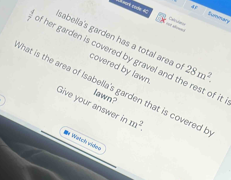 Solved: 4F ükwork code: 4C Calculator Summary not allowed sabella's ...