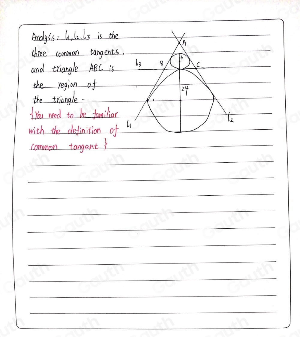 Solved: Problem 7: A circle with radius 6 is externally tangent to a ...