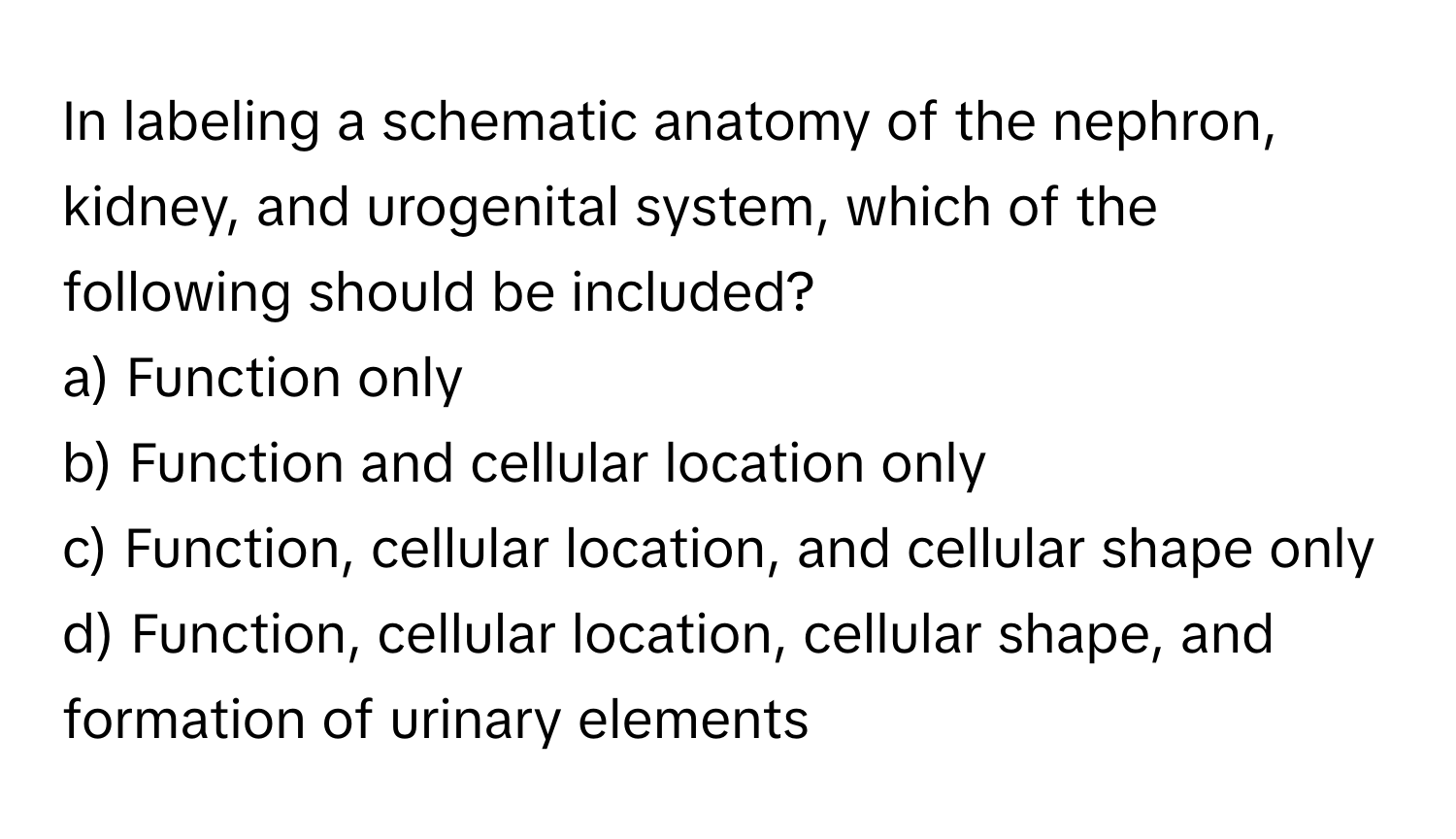 Solved: In labeling a schematic anatomy of the nephron, kidney, and ...