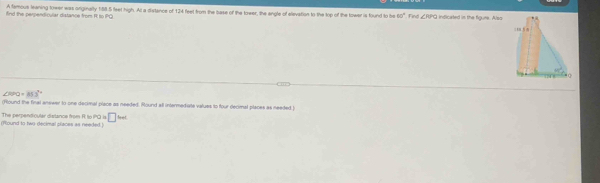 Solved: ifind the perpenticular distance from R to PQ A famous leaning ...