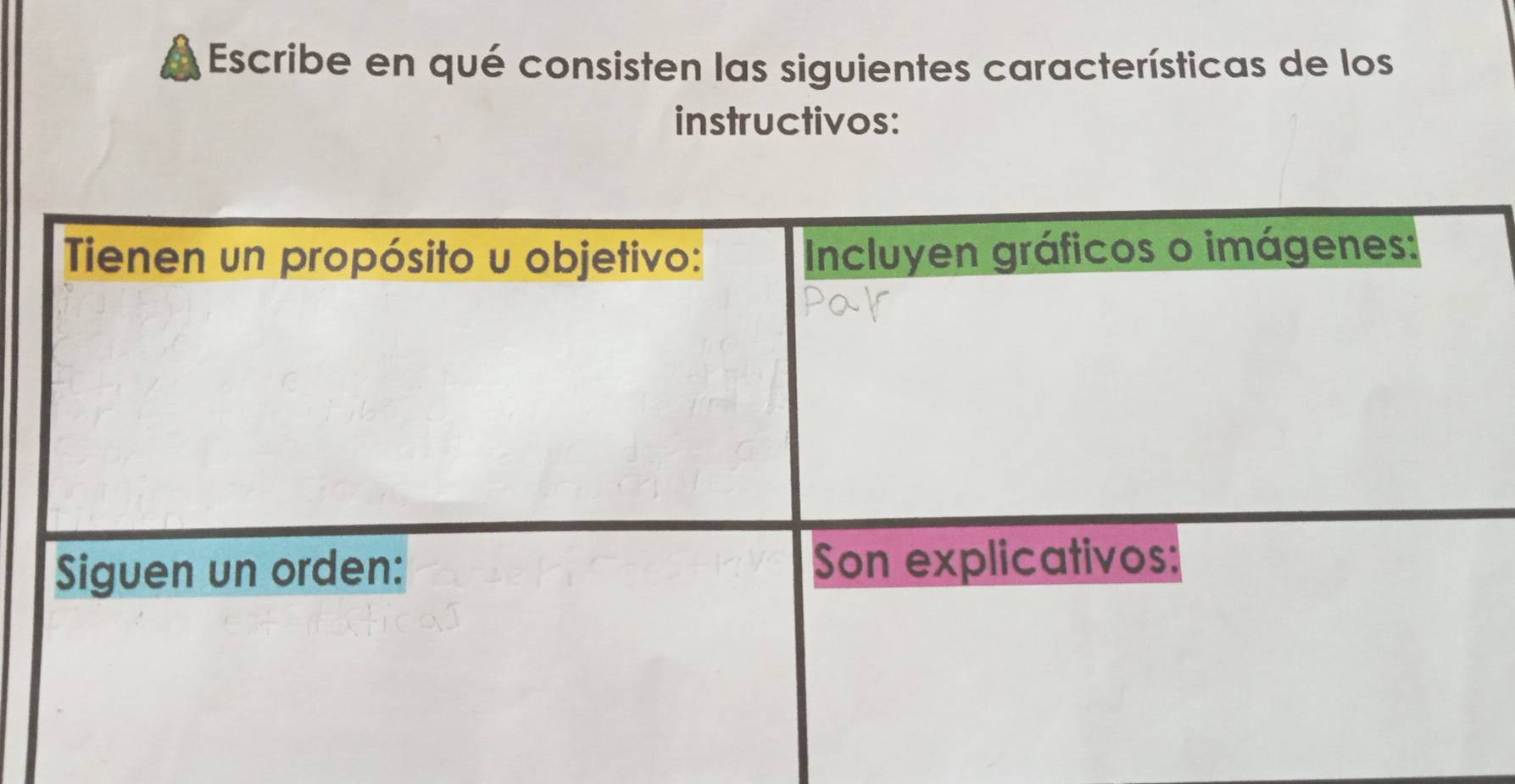 Escribe en qué consisten las siguientes características de los 
instructivos: